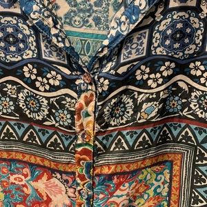 Johnny Was silk blouse XL